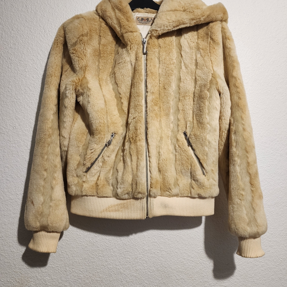 Juicy Courture Faux Fur Hioded Zip-Up Jacket